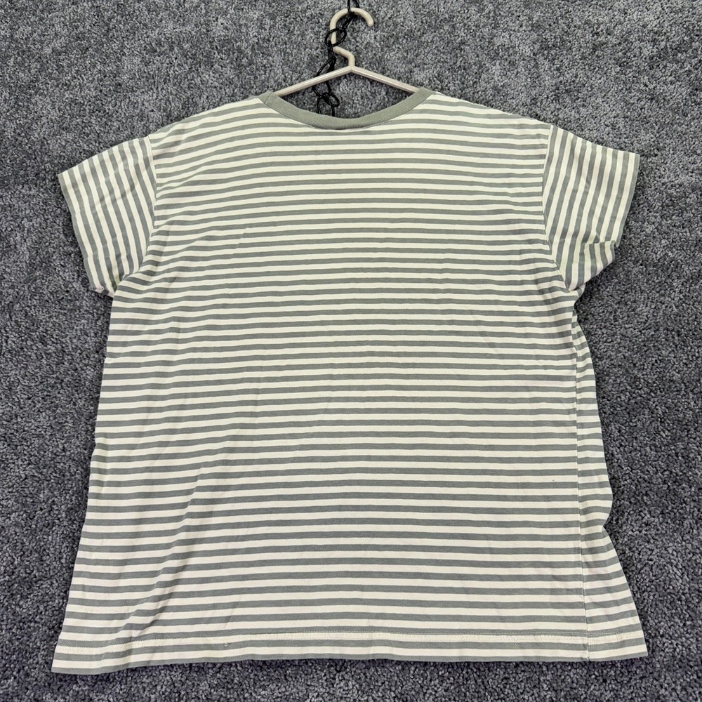 Vintage Dockers Shirt Womens 1X Beige Striped Short Sleeve Crew Neck Nautical - Picture 2 of 10